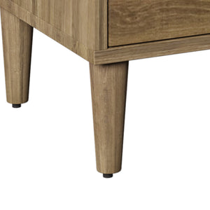 Mid-Century Modern Nightstand with Golden Handles, Two-Drawer, Natural Walnut
