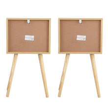 Load image into Gallery viewer, Set of 2 Bedroom Storage Nightstand Shelf with 2 Drawers - Wood
