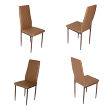 Load image into Gallery viewer, Retro style dining chair hotel dining chair conference chair outdoor activity chair pu leather high elastic fireproof sponge dining chair four-piece set(coffee)
