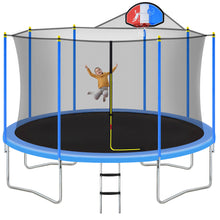Load image into Gallery viewer, 14FT Trampoline for Kids with Safety Enclosure Net, Basketball Hoop and Ladder, Easy Assembly Round Outdoor Recreational Trampoline
