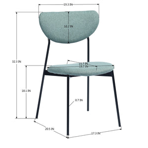 Modern Metal Dining Chair  Set Of 2 - Teal
