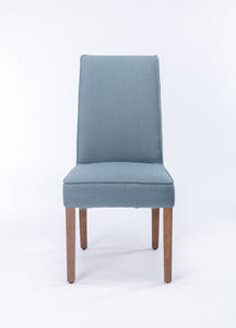 Cover Removable Interchangeable and Washable Blue Linen Upholstered Parsons Chair with Solid Wood Legs 2 PCS