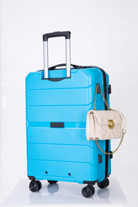 Hardshell Suitcase Spinner Wheels PP Luggage Sets Lightweight Suitcase With TSA Lock,3-Piece Set (20/24/28) ,Light Blue