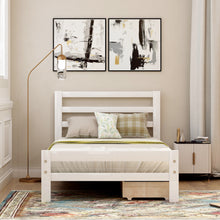 Load image into Gallery viewer, Wood platform bed with two drawers, twin (white)
