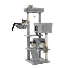 Load image into Gallery viewer, Cat Tree 56 Inches Cat Tower for Multiple Cats and Kittens with Super Large Perch Double Condo Hammock and Scratching Post-Grey
