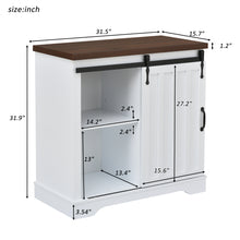 Load image into Gallery viewer, Bathroom Storage Cabinet, Freestanding Accent Cabinet, Sliding Barn Door, Thick Top, Adjustable Shelf, White and Brown
