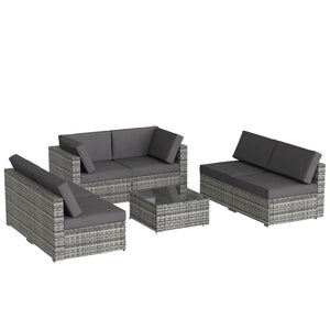 7pcs Patio Outdoor Furniture Sets All-Weather Rattan Sectional Sofa with Tea Table&Washable Couch Cushions