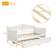 Load image into Gallery viewer, Twin Wooden Daybed with Trundle Bed, Sofa Bed for Bedroom Living Room,White
