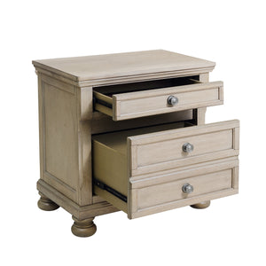 Transitional Bedroom Nightstand with Hidden Drawer Wire Brushed Gray Finish Birch Veneer Wood Bed Side Table