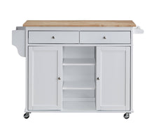 Load image into Gallery viewer, 1-Pc Grady Cottage Style Kitchen Island Storage Cart Natural Finish Top White Color
