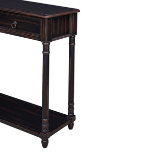 TREXM Console Table Sofa Table with Drawers for Entryway with Projecting Drawers and Long Shelf (Espresso)