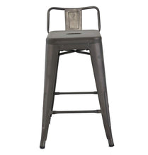Load image into Gallery viewer, BTEXPERT Industrial 24 inch Rustic Distressed Kitchen Chic Indoor Outdoor Low Back Metal Counter Height Stool
