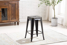 Load image into Gallery viewer, BTExpert 24&quot; inches Stackable Industrial Golden Black Backless Kitchen Chair Island Indoor Outdoor Metal Barstools SET OF 4
