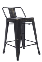Load image into Gallery viewer, BTEXPERT Industrial 24 inch Golden Black Distressed Kitchen Chic Indoor Outdoor Low Back Metal Counter Height Stool
