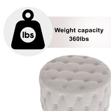 Load image into Gallery viewer, [New] 29.5&quot;Wide Classic Button Tufted Velvet Round Ottoman Living Room Footrest Without Storage
