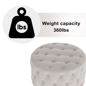 [New] 29.5"Wide Classic Button Tufted Velvet Round Ottoman Living Room Footrest Without Storage
