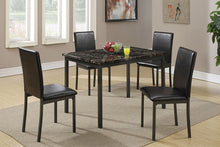 Load image into Gallery viewer, Dining Room Furniture 5pc Dining Set Table And 4x Chairs Faux Marble Top table Black Faux Leather Chairs
