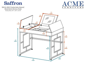 ACME Saffron Vanity Desk in Black Oak & Chrome 90317