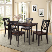Load image into Gallery viewer, TOPMAX 5-Piece Dining Table Set Home Kitchen Table and Chairs Wood Dining Set (Black+Cherry)

