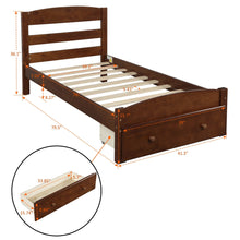Load image into Gallery viewer, Platform Twin Bed Frame with Storage Drawer and Wood Slat Support No Box Spring Needed, Walnut
