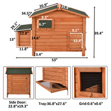 Load image into Gallery viewer, TOPMAX Wood Chicken Coop for 2-3 Chickens, Small Animal Cage Bunny Hutch with Removable Tray and Ramp (Natural,53inch)
