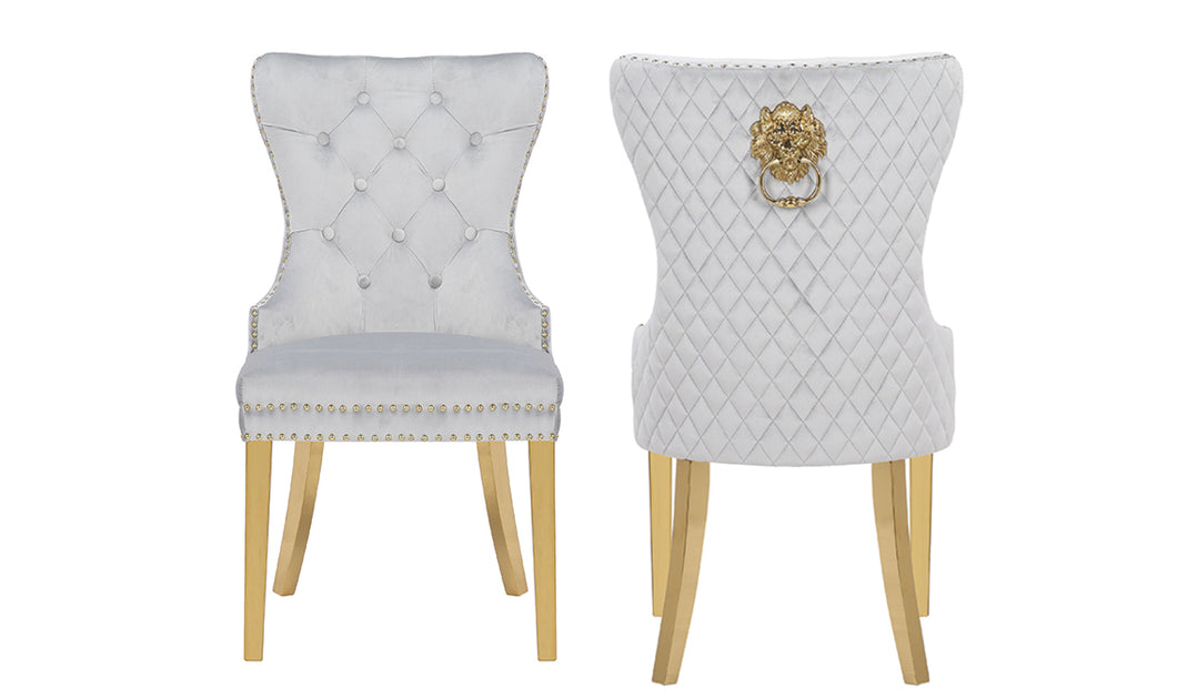 Simba Chair with Gold Legs Light Gray