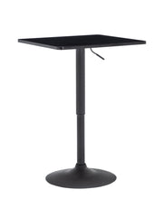 Load image into Gallery viewer, Black Adjustable 27-36 Height Industrial Height Metal Bar Table Swivel Square Cocktail Wood Top Cocktail Pub Bistro
