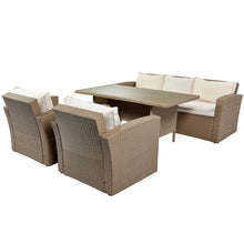 Load image into Gallery viewer, U_STYLE Outdoor Patio Furniture Set 4-Piece Conversation Set Wicker Furniture Sofa Set with Beige Cushions

