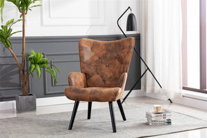 COOLMORE  Accent chair  Living Room/Bed Room, Modern Leisure  Chair  Coffee color Microfiber fabric