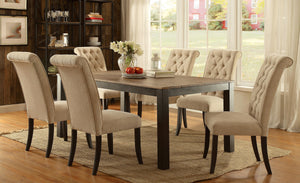 Dining Room Furniture Contemporary Rustic Style Beige Fabric Upholstered Tufted Set of 2 Chairs Kitchen Breakfast