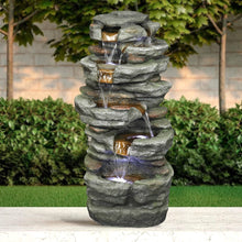 Load image into Gallery viewer, 33&quot; Outdoor Fountain Rockery Shower Outdoor Water Fountain with LED for Home
