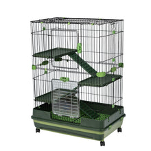 Load image into Gallery viewer, 【VIDEO provided】4-Tier 32&quot;Small Animal Metal Cage Height Adjustable with Lockable Casters  Grilles Pull-out Tray for Rabbit Chinchilla Ferret Bunny Guinea Pig Squirrel Hedgehog(GREEN)
