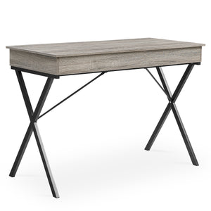 Grey Wash 2 Drawers Writing Desk with Black  Stoving Varnsih Steel Frame，MDF Table Top（42”x20.5“x30”）