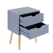 Load image into Gallery viewer, Modern Nightstand with 2 Storage Drawers and solid wood legs (Set of 2）
