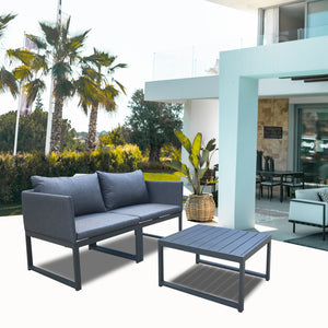 Patio Conversation Set 3 Pieces Aluminum Frame Outdoor Patio Furniture with Coffee Table