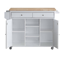Load image into Gallery viewer, 1-Pc Grady Cottage Style Kitchen Island Storage Cart Natural Finish Top White Color

