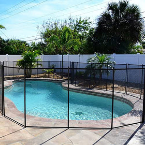 12x4 Ft Outdoor Pool Fence With Section Kit,Removable Mesh Barrier,For Inground Pools,Garden And Patio,Black