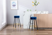Load image into Gallery viewer, Counter Height Bar Stools Set of 2, Velvet Kitchen Stools Upholstered Dining Chair Stools 24 Inches Height with Golden Footrest for Kitchen Island Coffee Shop Bar Home Balcony,
