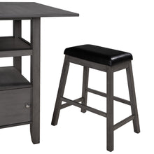 Load image into Gallery viewer, TOPMAX 4 Pieces Counter Height Wood Kitchen Dining Upholstered Stools for Small Places, Gray Finish+ Black Cushion
