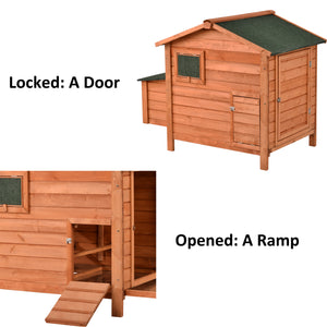 TOPMAX Wood Chicken Coop for 2-3 Chickens, Small Animal Cage Bunny Hutch with Removable Tray and Ramp (Natural,53inch)