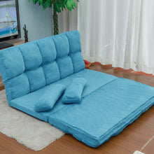 Load image into Gallery viewer, Double Chaise Lounge Sofa Floor Couch and Sofa with Two Pillows (Blue)
