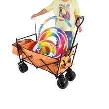 Load image into Gallery viewer, Folding Wagon Garden Shopping Beach Cart (Orange)
