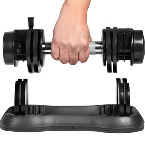 Pair of 12.5 Lbs Adjustable Dumbbell with Handle and Weight Plate for Home Gym black