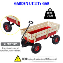 Load image into Gallery viewer, Outdoor Wagon All Terrain Pulling w/Wood Railing Air Tires Children Kid Garden（Red）
