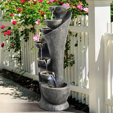Load image into Gallery viewer, 39Inch Outdoor Garden Fountain Waterfalls 7 Floor Bowls Curved Design With LED
