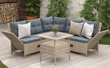 Load image into Gallery viewer, TOPMAX Outdoor Patio 4-Piece All Weather PE Wicker Rattan Sofa Set with Adjustable Backs for Backyard, Poolside, Gray
