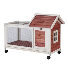 Load image into Gallery viewer, Wooden Rabbit Hutch 40.7&quot; L x 23.4&quot; W x 30&quot; H, Bunny Cage with 4 Wheels, Auburn
