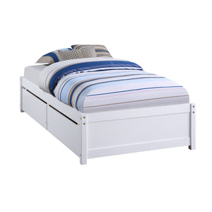 Twin Bed with 2 Drawers, Solid Wood, No Box Spring Needed ，White