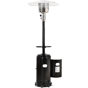 TOPMAX Outdoor 48000BTU Patio Heater Standing 87" Propane Gas Garden Heater with Adjustable Table and Moving Wheels, Black Finish