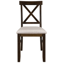 Load image into Gallery viewer, TOPMAX 2 Pieces Farmhouse Rustic Wood Kitchen Upholstered X-Back Dining Chairs, Brown+Beige
